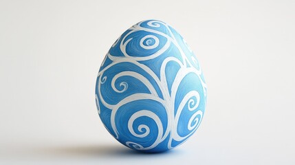 Poster - Intricately Designed Blue Egg with Flowing White Swirls on Smooth Surface, Perfect for Celebrations, Art Projects, and Seasonal Decorations