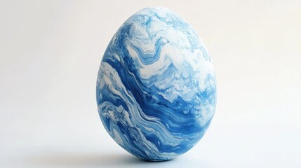 Poster - Beautifully Marbled Blue Egg with Swirling Patterns on a Light Background, Perfect for Easter Celebrations, Spring Decorations, or Creative Art Projects