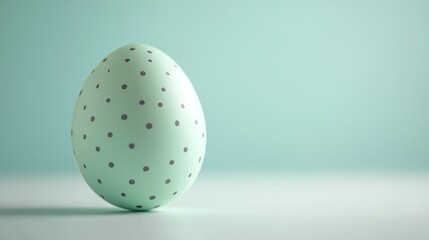Poster - Beautifully Crafted Mint Green Egg with Polka Dots Displayed Against a Soft Mint Background for a Fresh and Stylish Spring or Easter Celebration