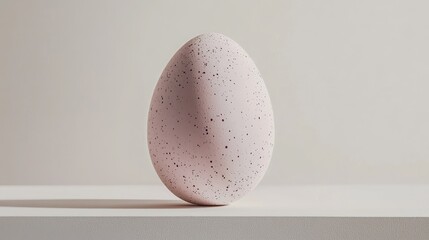 Poster - Elegant Speckled Egg on Minimalist Surface, Perfect for Easter, Spring Themes, Culinary Arts, Natural Elements, and Contemporary Decor Projects