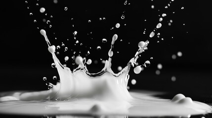 Poster - Dynamic milk splash action studio setting high-contrast photography artistic environment close-up perspective fluid motion concept