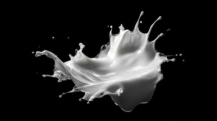 Poster - Dynamic milk splash action dark background high-definition image visual impact close-up creative art concept