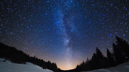 Milky Way Arcing Over a Snowy Winter Landscape