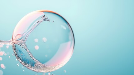 Poster - A close up of a soap bubble, its iridescent surface reflecting a kaleidoscope of swirling colors and patterns, showcasing the beauty of light and fluidity.