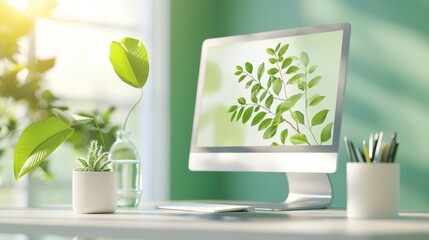 Poster - A computer screen displaying the design interface for a banner ad, showcasing the process of creating visually appealing online advertisements.