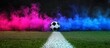 © 宜然 左 - soccer ball vibrant smoke green field sport competition match glow arena championship