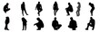 © lucky - Black Silhouettes of People in Various Poses Outline Drawing Icon Set for Graphic Design