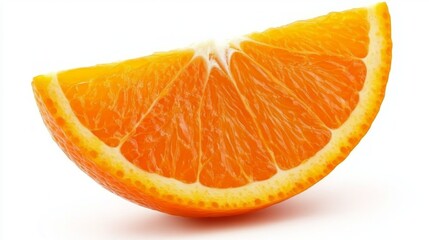 Wall Mural - A juicy slice of orange isolated on a white background.