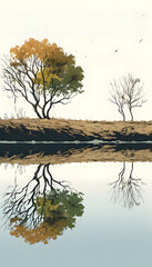 Wall Mural - Trees Reflecting in Calm Water