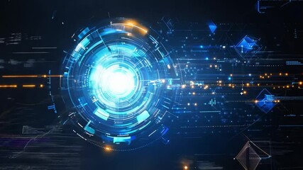 Wall Mural - abstract digital sphere with glowing center and digital trails