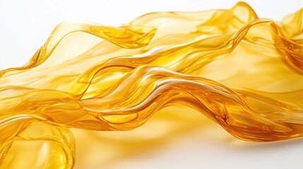 Poster - A close-up of golden yellow liquid with soft, flowing textures, creating an abstract yet natural effect on white.