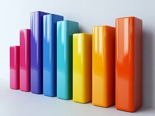 Poster - Vibrant Bar Graph on Clean White Surface Symbolizing Rapid Business Growth