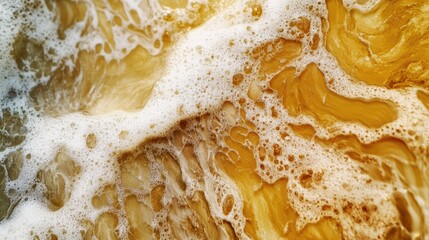 Poster - A close-up of golden yellow liquid with soft, flowing textures, creating an abstract yet natural effect on white.