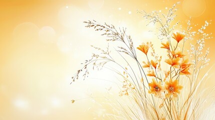 Poster - A golden field bathed in warm sunlight, with tall grasses swaying gently in the breeze and soft shadows stretching across the ground.