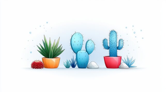 A minimalist cactus outline illustration, ideal for modern design concepts, decorative elements, or botanical-themed designs.