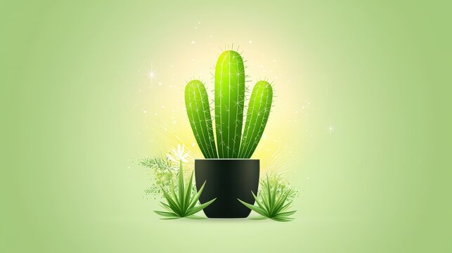 A minimalist cactus outline illustration, ideal for modern design concepts, decorative elements, or botanical-themed designs.