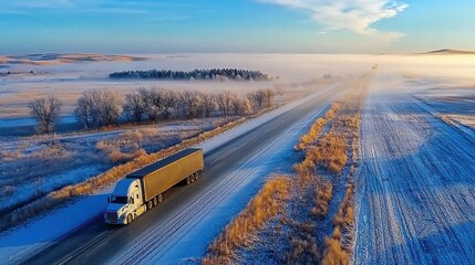 Aufkleber - truck collision on foggy highway aerial view captured incident in misty environment for traffic safe