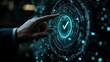 © MSH - Businessman touching virtual shield and check mark icon