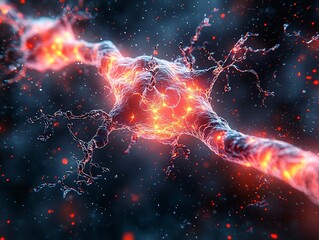 Poster - Neuron Glowing in Synthetic Biology Lab with Enhanced Neural Connections Powered by Bio Tech