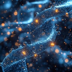 Poster - floating digital data streams in synthetic biology laboratory visualizing genetic modifications in r