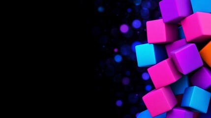 Poster - Colorful image of blocks with a black background. The blocks are arranged in a way that creates a sense of depth and dimension. The colors of the blocks are vibrant and eye-catching