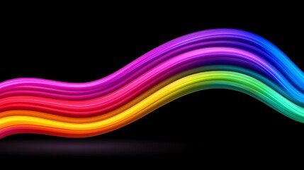 Poster - Rainbow is shown in a black background. The rainbow is very long and colorful. The colors are bright and vivid, creating a sense of joy and happiness