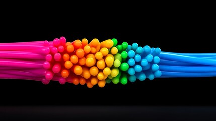 Poster - Wire made of many different colored balls is shown in the image. The wire is very colorful and has a unique appearance. The balls are arranged in a way that creates a visually interesting pattern
