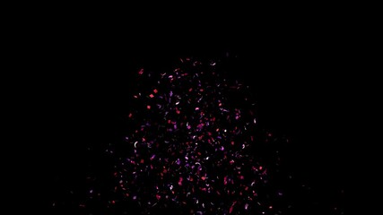 Colorful confetti explosion party popper exploding falling over black backgrounds. confetti celebration, birthday party, anniversary party. sparkling, event. burst. Fireworks. fun joy festive, vibrant