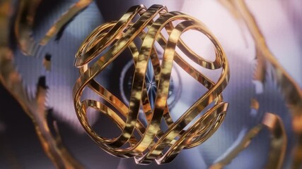 Wall Mural - Abstract background 3D animation shiny glass and metal reflective objects movement rotation play of light.