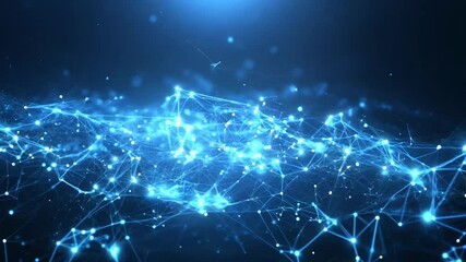 Wall Mural - abstract blue glowing particle background
