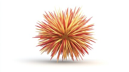 Poster - A 3D rendering of a spiky spherical object in vibrant orange and yellow colors.