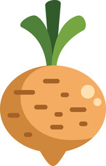 Poster - this vector illustration features a single jicama with green leaves, perfect for designs related to 