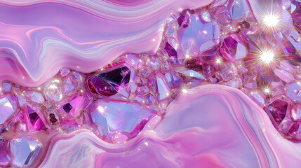 Poster - A Close-Up of a Glittering Crystal Geode