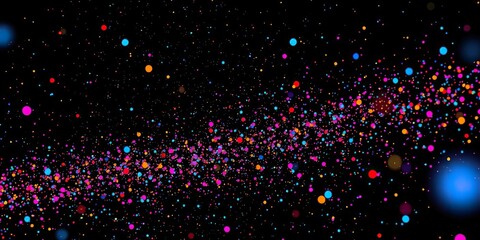 dazzling display of colored fragments scattered across the blackness of outer space, cosmic wind, st