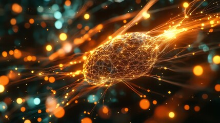 Poster - dynamic energy flow visualization abstract digital art science-focused high-tech environment close-u