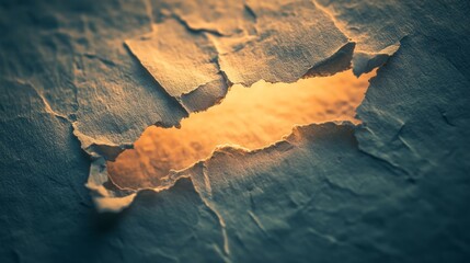 Poster - Cracked surface revealing light abstract art indoor setting close-up view concept of discovery and mystery