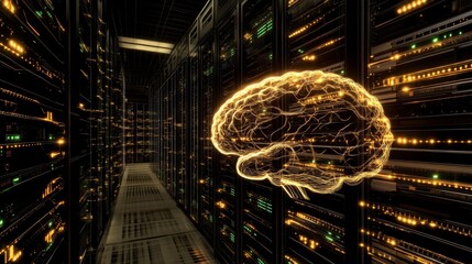 Poster - ai brain visualization in data center technology innovation digital environment futuristic viewpoint
