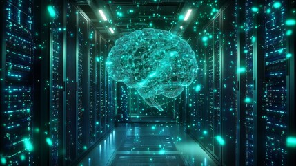 Poster - Artificial intelligence breakthroughs data center digital art high-tech environment futuristic viewpoint cognitive concepts