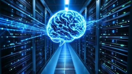Poster - Exploring ai technology neural network visualization in data centers digital art high-tech environment futuristic concept