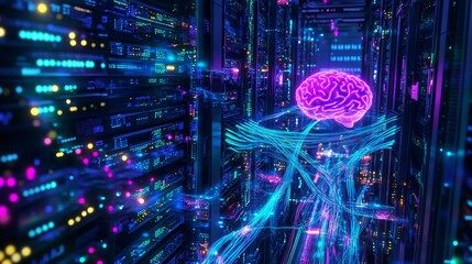 Poster - Exploring ai technologies data centers digital art virtual environments futuristic concepts tech innovations