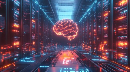 Poster - Exploring artificial intelligence virtual environment digital art futuristic space tech creativity mind mapping concepts