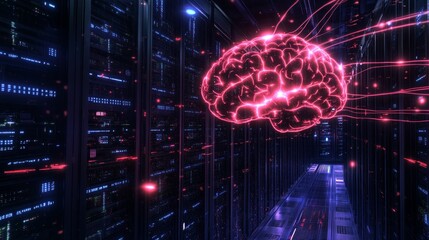 Poster - innovative neural network development data center digital art futuristic environment abstract view a