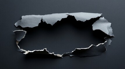 Poster - Torn paper artistry minimalist studio photography dark background close-up creative expression