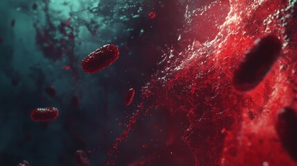 Poster - Exploring microbial life bacteria in motion underwater scientific visualization dark environment close-up nature's intricacies