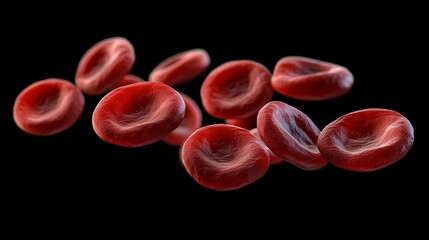 Poster - Exploring the dynamics of red blood cells in human physiology laboratory setting scientific imagery dark background cellular biology concept