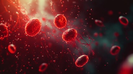 Poster - Dynamic visualization of blood cells laboratory setting scientific illustration microscopic environment high-definition viewpoint health concept