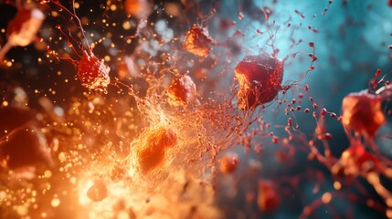 Poster - Dynamic cellular interactions microscopic view abstract science illustration colorful environment conceptual art for health