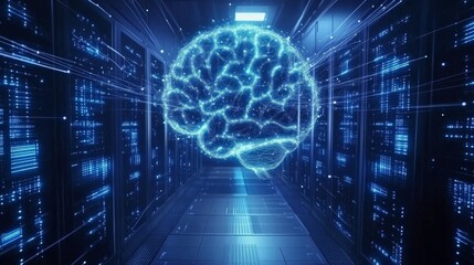 Poster - Neural network simulation data center digital art high-tech environment futuristic viewpoint ai concept exploration