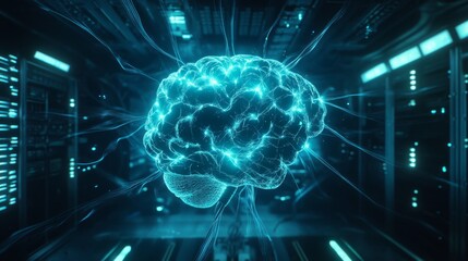 Poster - futuristic brain visualization digital space graphic design technology environment abstract concept 