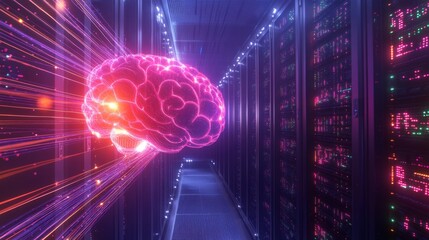 Poster - innovative ai technology enhancing data centers cyber space digital visualization futuristic environ